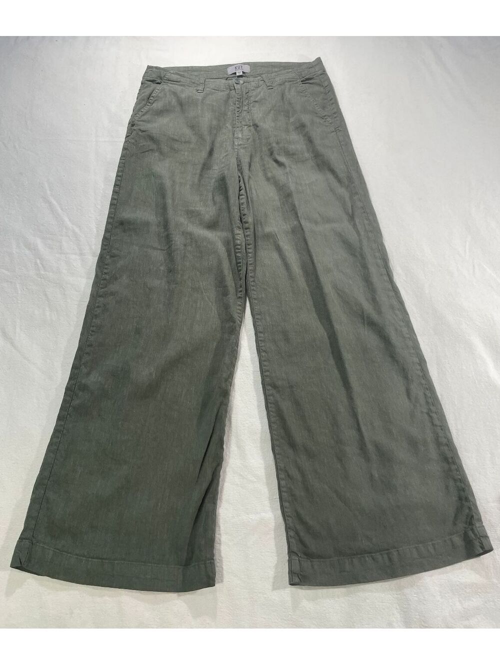 Kut from the kloth Women's 10 wide leg Meg olive green wide leg trousers